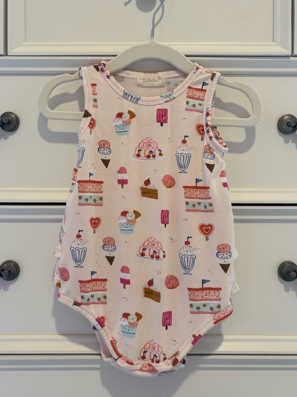 EUC Tullabee Baby Girl Sweet Treats Ruffle Bubble Size 6-12 Months